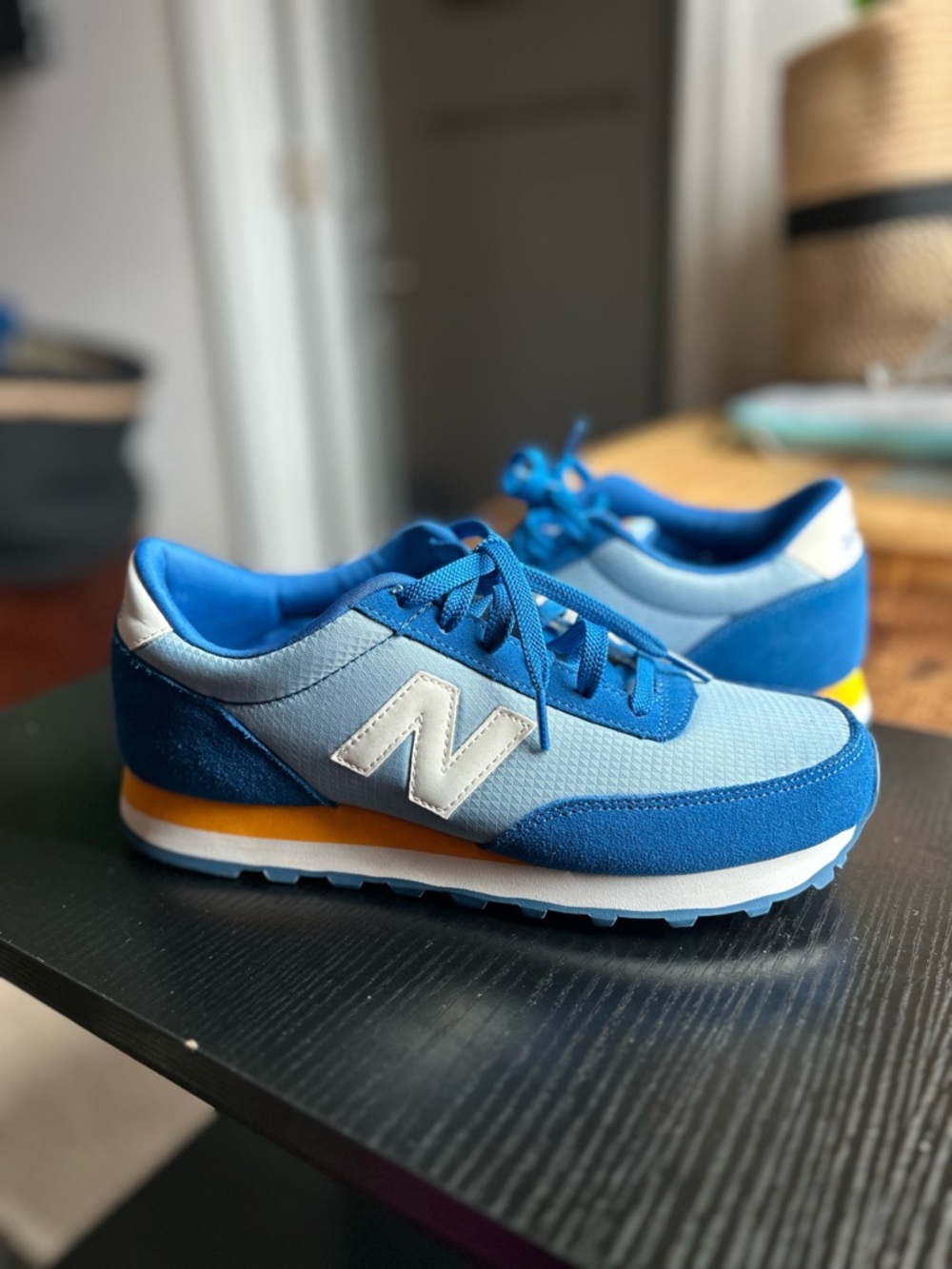 New Balance 501 Light Blue and Royal Blue Retro Runner Sneakers